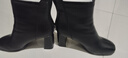 达芙妮加绒方头短靴女粗跟气质高跟马丁靴百搭时尚皮靴女4622607029 黑色（加绒） 37 实拍图
