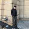 Homlean弯刀牛仔裤迷彩裤男秋季工装裤美式高街直筒微喇长裤HC20军绿XL 实拍图
