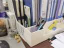 齐心（COMIX）文件置物架自带笔筒四联桌面文件框收纳盒/架 办公室报告资料架学生书立架文件栏筐多层 白色EB721 实拍图