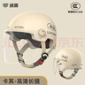 绿源（Luyuan）电动车头盔电瓶车3c认证摩托车头盔女男通用四季盔半盔防晒安全帽 卡其色-大眼精灵-透明长镜 【不带护耳】 实拍图