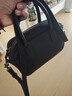裘真【明星推荐】宽宽包植鞣牛皮休闲斜挎包手提保龄球包女 黑色 实拍图