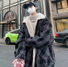 宾迪肯（BINDIKEN）小香风格子羊羔毛外套男秋冬季潮牌宽松棉服大码男装夹克棉衣潮流 A157-M199黑色（羊羔毛加厚） XL （建议140-160斤） 实拍图