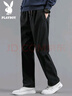 花花公子（PLAYBOY）休闲裤男2025年秋冬季裤子男士商务宽松直筒潮流长裤 黑色 XL 实拍图