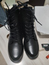 红蜻蜓中筒靴女厚底增高加绒保暖靴女短筒马丁靴女英伦皮靴 WTC331611C 实拍图