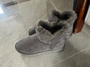 红蜻蜓雪地靴冬款厚底羊毛加绒短靴女鞋防寒保暖女雪地女棉鞋WLC43471 灰色 39 实拍图
