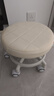 喻品矮凳滑轮带靠背家用客厅移动圆板凳成人便携小凳子HK5253米白大号 实拍图