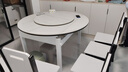 奥利克丝 亮光岩板餐桌椅组合 现代简约实木餐桌可伸缩折叠圆桌吃饭桌子 白+白框架205#木椅款-哑光雪山白 1.35米 一桌六椅【12MM加厚岩板】 实拍图