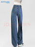 真维斯（Jeanswest）牛仔裤女秋季宽松阔腿裤子女潮流韩版小个子直筒裤简约复古蓝L 实拍图