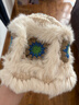 目丸兔毛醒狮帽子女秋冬可爱保暖毛绒渔夫帽百搭显脸小水桶毛茸茸盆帽 米色醒狮帽 实拍图