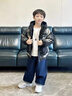 KATULANMAO男童冬季加绒加厚棉服外套2025新款冬装中大儿童男孩冬款毛毛衣潮 黑色 160 晒单实拍图