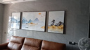 诗六艺家饰客厅装饰画北欧现代简约沙发背景墙挂画三联画大气轻奢壁画晶瓷画 背靠金山（铝合金外框） 镶钻画左右60*80+中间120*80亮面 实拍图