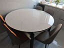 奥利克丝 亮光岩板餐桌椅组合 现代简约实木餐桌可伸缩折叠圆桌吃饭桌子 亮光雪山白-黑白框架轻奢皮椅款 1.35米 一桌六椅【12MM加厚岩板】 实拍图