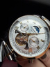 冠琴（GUANQIN）手表男机械表全自动镂空飞轮瑞士品质防水夜光皮带男士双日历手表 间金白面 实拍图