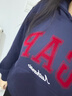 GAP女装2025秋季新款撞色Logo宽松抓绒套头连帽衫卫衣上衣 海军蓝 XS (155/80A) 亚洲尺码 实拍图
