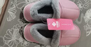 洁丽雅老人棉拖鞋女冬季室内家居防滑厚底包跟皮保暖妈妈老年棉鞋男全包 皮红 40-41 (适合39-40码) 实拍图