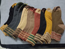 【加厚保暖】秋冬季毛圈袜中筒袜加绒保暖条纹男女同款撞色复古 混色三杠毛圈 16双 实拍图
