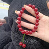 芯奢红色樱桃车厘子菩提根手串女绕指文玩朱砂色手链女菩提子佛珠手持 车厘子樱桃款 实拍图