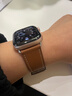 istrap适用苹果手表表带真皮牛皮apple watch手表带S11/10/9/8/7/6/SE男女士iWatch ultra2/3腕带 浅棕白线丨银色配件 42MM表盘【适用Watch10/11代 实拍图
