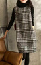 皮尔卡丹（pierre cardin）背心裙女春秋季2025新款韩版中款黑白千鸟格马甲无袖小香风连衣裙 千鸟格 单件背心裙 M 85-100斤 实拍图