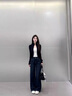 趣米乐美式潮流阔腿牛仔裤女春夏季新款大码胖mm高腰显瘦宽松垂感长裤子 深蓝色【常规款】 L 实拍图