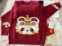 嘟嘟家男童毛衣冬装宝宝拜年服红色儿童过年衣服潮女童年装喜庆 红色130 实拍图