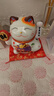 掼悦自动摇手招财猫迷你小号陶瓷摆件店铺开业送礼办公室家居摆件装饰 5寸摇手财福双收-锣鼓【配坐垫】 实拍图