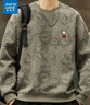 真维斯（Jeanswest）圆领卫衣男春秋季美式复古潮牌上衣男印花百搭休闲长袖套头打底衫 灰绿色 2XL (140-160斤) 实拍图
