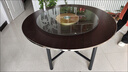 法卡威加厚大圆桌12人实木大圆桌玻璃转盘餐桌食堂饭桌乡村宴席饭桌酒店 黑胡桃 1.6m 加厚桌面+黑色桌+110转盘 实拍图