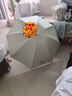 天堂 防紫外线阳伞三折 遮阳伞黑胶防晒伞蜜桃图案晴雨伞 浅绿 实拍图