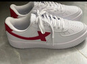 特步男鞋运动鞋空军一号情侣板鞋百搭休闲鞋时尚耐磨防滑运动鞋潮板鞋 白红【女款】 38 实拍图