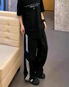 主意范（ZHUYIFAN）胖子大码230斤裤子男直筒夏季薄款工装裤潮牌大码直筒阔腿休闲裤 A001-K1050J黑色加绒 2XL (180) 150-170斤可穿 实拍图