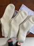 雅鹿厚袜子女秋冬季加绒加厚保暖毛绒睡眠月子袜女士冬天袜超厚地板袜 奶白色 3双 均码 高品质不掉毛 实拍图