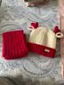 贝娜茜儿童帽子秋冬季宝宝女针织帽围巾儿童红色喜庆过年帽婴幼儿毛线帽 小鹿角-红色 帽子+围巾 3-18个月（40-48CM） 实拍图