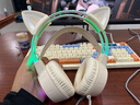 ONIKUMA电脑耳机头戴式有线电竞游戏耳机带麦克风猫耳朵男女生主播吃鸡降噪耳麦发光台式机笔记本通用耳机 米色猫耳版（RGB发光头梁） 实拍图