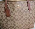 蔻驰（COACH）【品牌直供】女士大号单肩手提托特包棕黄拼棕色CBT20圣诞礼物 实拍图