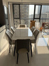怡景风范意式岩板餐桌椅组合小户型家用现代简约轻奢亮光面长方形吃饭桌子 羊脂白玉 160cm *80cm/一桌六椅 实拍图