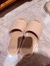 卡帝乐鳄鱼（CARTELO）亚麻拖鞋女士秋冬季居家室内低音防臭地板凉拖 XH103 粉色 39-40 实拍图