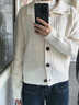 三彩2025冬季新款休闲立领针织衫长袖开衫宽松纯色显瘦简约M 米白色 S 155/80A  宽松版型  可适当拍小 实拍图