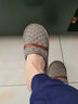 索凯特不伤地板无声室内拖鞋包头秋冬季棉布格子防滑颗粒布底居家静音男 男包脚 咖花边 浅蓝小格 43-44 男大码适合40-43脚 实拍图