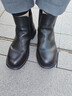 ZHR短靴女秋冬复古真牛皮通勤女靴舒适加绒切尔西靴 EH18A 黑色 39  实拍图