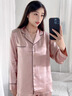 金三塔真丝睡衣女100%桑蚕丝外穿丝滑亲肤两件套睡裤居家服礼物 [热荐]19姆米香妃色 L 实拍图