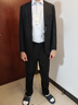 法蒙泽西服套装男士三件套商务职业正装小西装男结婚新郎上班修身外套男 黑色(西服+西裤+衬衫+大礼包) XL 【110-125斤】 实拍图