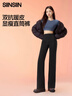 SIINSIIN【专享】阔腿裤女2024加绒裤子垂感休闲简约直筒裤黑色高腰收腹裤 【暖皮常规款】显瘦黑 加绒 （款式随机发货） L 【120-140斤】 实拍图