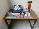 馨美凯电脑桌台式家用简易书桌办公桌简约现代工作台租房卧室学习写字桌 【单桌1.6cm厚桌面】黑架+深胡桃 长120cm*宽80cm*高74cm 实拍图