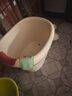 日康（rikang）泡澡桶 儿童洗澡桶婴儿游泳桶家用浴缸浴桶赠浴凳米色 X1002-2 实拍图