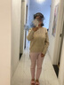 金菊100%绵羊毛无缝针织开衫秋冬经典百搭毛衣外套纯羊毛衫女 杏色 M 实拍图