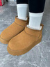 女士雪地靴子冬季新款防滑厚底增高保暖加绒女鞋百搭东北妈妈棉鞋 栗色 37 实拍图