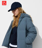 优衣库女装无缝羽绒连帽外套/冰雪羽绒无缝款科技保暖外套469896 67 海蓝色 L /160/88A 实拍图