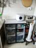 HKNA岩板橱柜家用厨房置物架岩板置物柜餐边柜多功能储物柜可移动橱柜 【万向轮】60*30*84 +感应灯 【不包安装背板加厚】白色岩板+白板灰色玻璃 实拍图