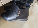 红蜻蜓短靴女加绒保暖时装靴子女粗跟牛皮靴女士中跟女棉靴 WTC434351C 实拍图